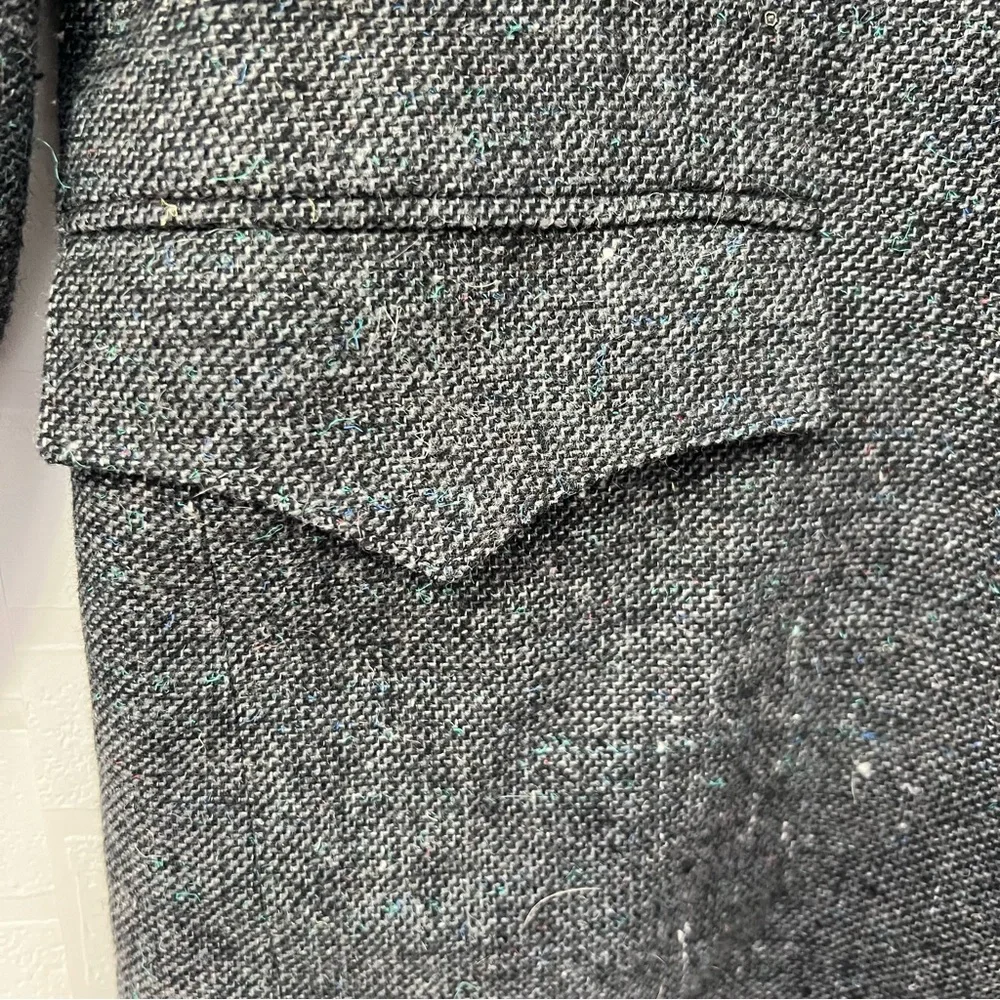 Vintage Pioneer Wear Western Rodeo Tweed Charcoal Men's Blazer Elbow Patches L